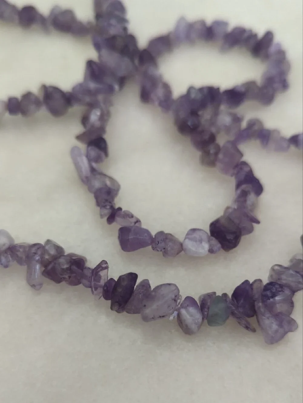 Long Amethyst Chip Necklace - Purple